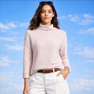 Madewell Pink Ribbed Sweater Belmont Mock Neck Wool Blend Soft Girl Size XS